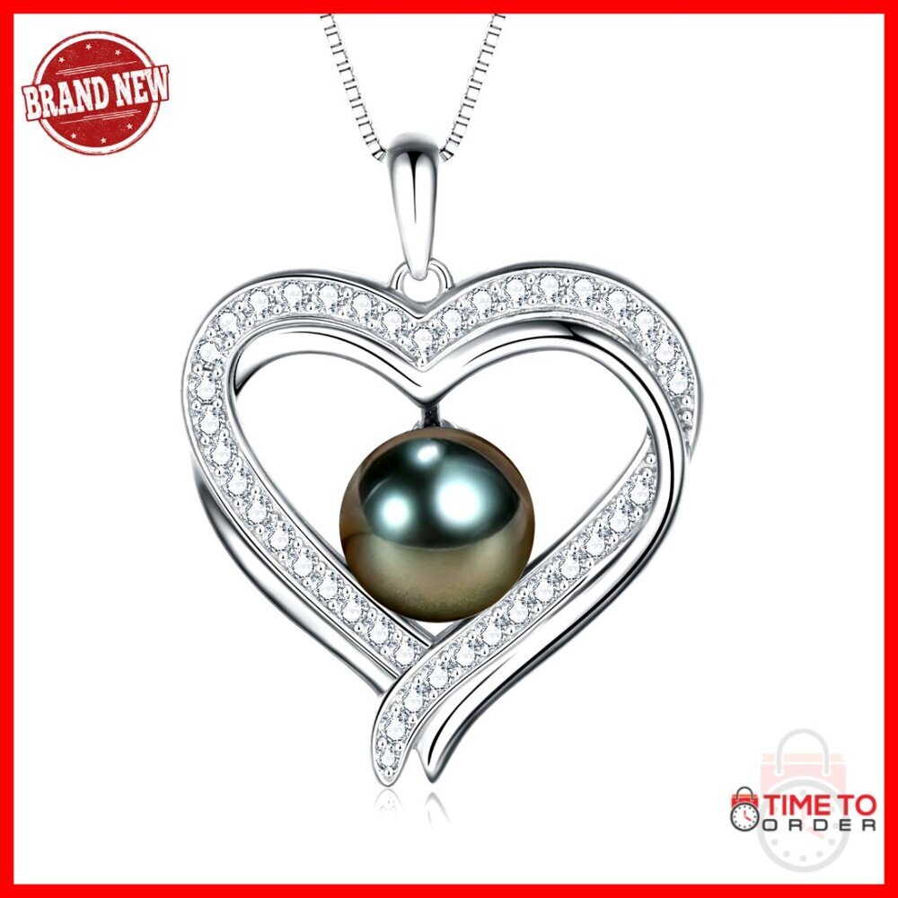 Tahitian Black Pearl Pendant Necklace, Sterling Silver, 9-10mm